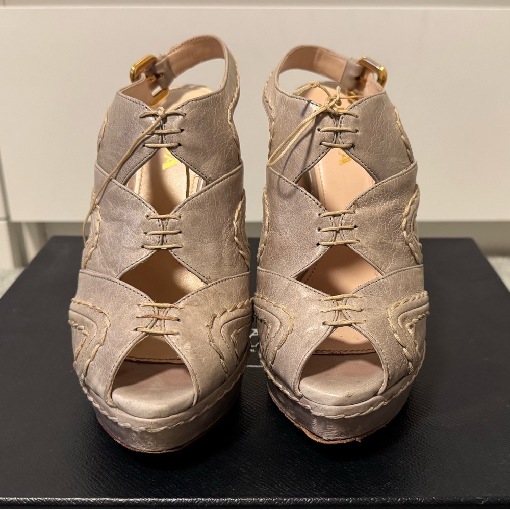 Prada Women's Cream Leather Platform Heels - image 3